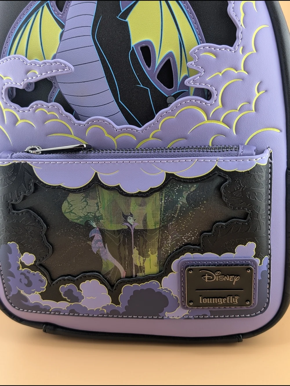 Loungefly Maleficent Dragon Lenticular Glow‑in‑the‑Dark Mini Backpack NWT